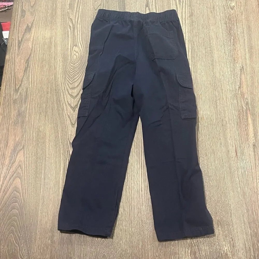 NWT Pants Boys Straight Relaxed Fit Mid Rise Pull On Cotton Black Size 8 Husky